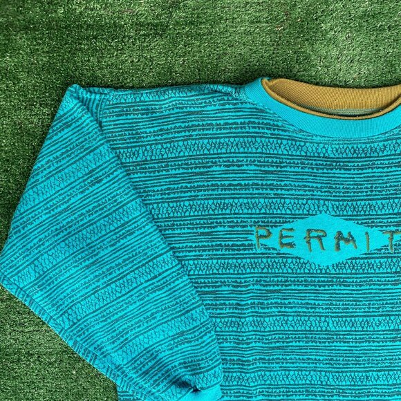 Vintage 80s Permit Geometric Sweatshirt Surf Logo Crewneck - Picture 2 of 5